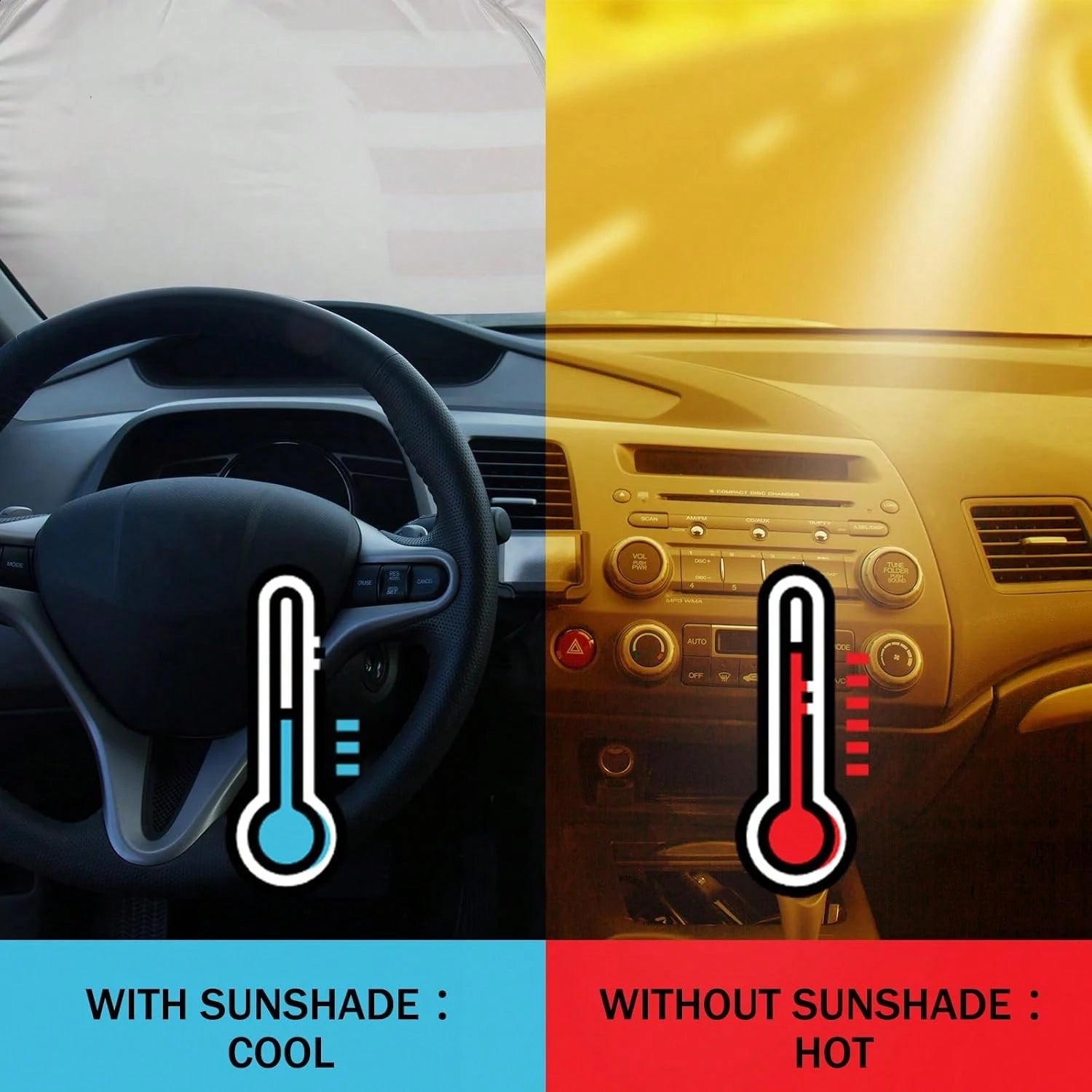 DaisyInner Windshield Sun Shade Compatible With Jeep Jk Jku Jl Jlu 1997-2023 And Compatible With Gladiator Jt 2020-2023 Foldable Windshield Sunvisor Blocks UV Rays (Duck, 16.5" X 52.5")