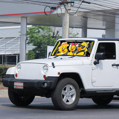 DaisyInner Windshield Sun Shade Compatible With Jeep Jk Jku Jl Jlu 1997-2023 And Compatible With Gladiator Jt 2020-2023 Foldable Windshield Sunvisor Blocks UV Rays (Duck, 16.5" X 52.5")