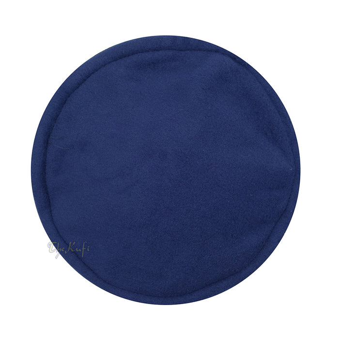Dark Blue Afghani-Style "Tauhid until the end" Faux Wool Stretchable Pakol Mujahidin Soft Kufi Hat