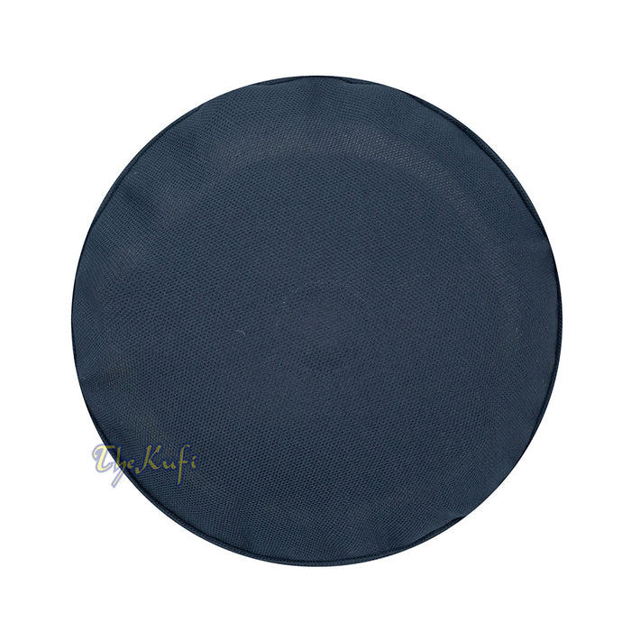Dark Blue with Black Madun Vented Top Pliable Two-Color Round Kufi Hat