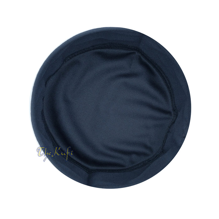 Dark Blue with Black Madun Vented Top Pliable Two-Color Round Kufi Hat