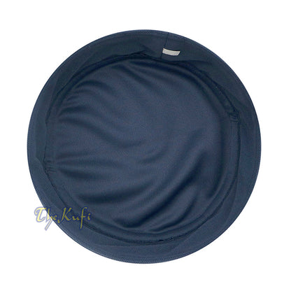 Blue and dark gray mesh Islamic kufi cap with breathable ventilated design from TheKufi.com.