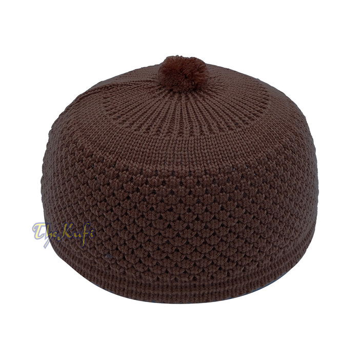 Dark Brown Turkish-Style Stretchy Winter Kufi Beanie Cap