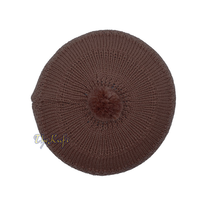 Dark Brown Turkish-Style Stretchy Winter Kufi Beanie Cap