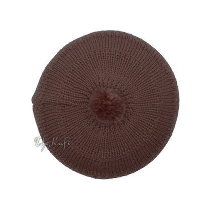Dark Brown Turkish-Style Stretchy Winter Kufi Beanie Cap