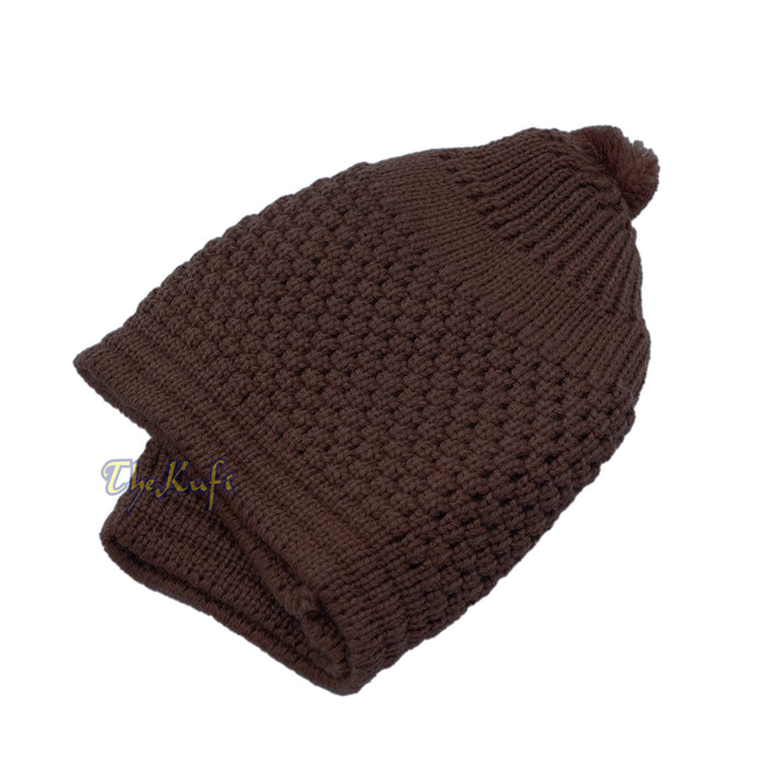 Dark Brown Turkish-Style Stretchy Winter Kufi Beanie Cap