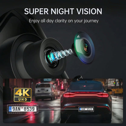 Dash Cam For Cars 4k, Rear View Mirror Camera, Back Up Cameras For Vehicles, 9.66" Mirror Dash Cam With 4K Front & 720P Rear Camera| Dimming Rearview Display| Touch Screen Operation| Reversing Imag