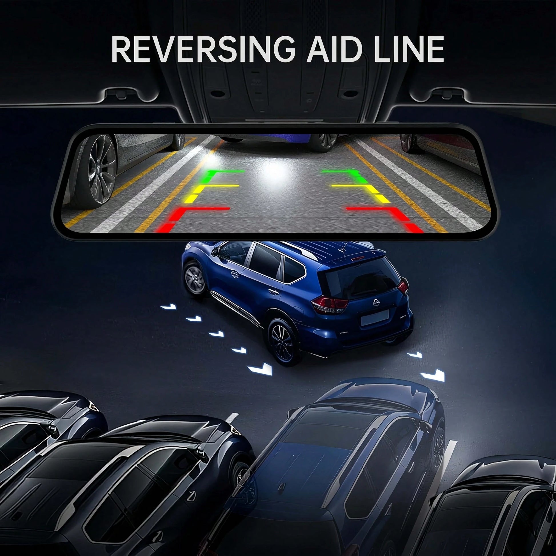 Dash Cam For Cars 4k, Rear View Mirror Camera, Back Up Cameras For Vehicles, 9.66" Mirror Dash Cam With 4K Front & 720P Rear Camera| Dimming Rearview Display| Touch Screen Operation| Reversing Imag