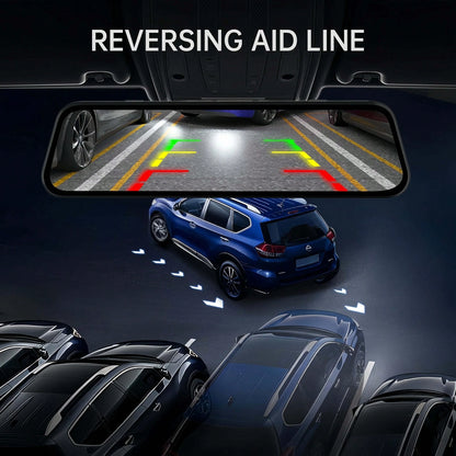 Dash Cam For Cars 4k, Rear View Mirror Camera, Back Up Cameras For Vehicles, 9.66" Mirror Dash Cam With 4K Front & 720P Rear Camera| Dimming Rearview Display| Touch Screen Operation| Reversing Imag