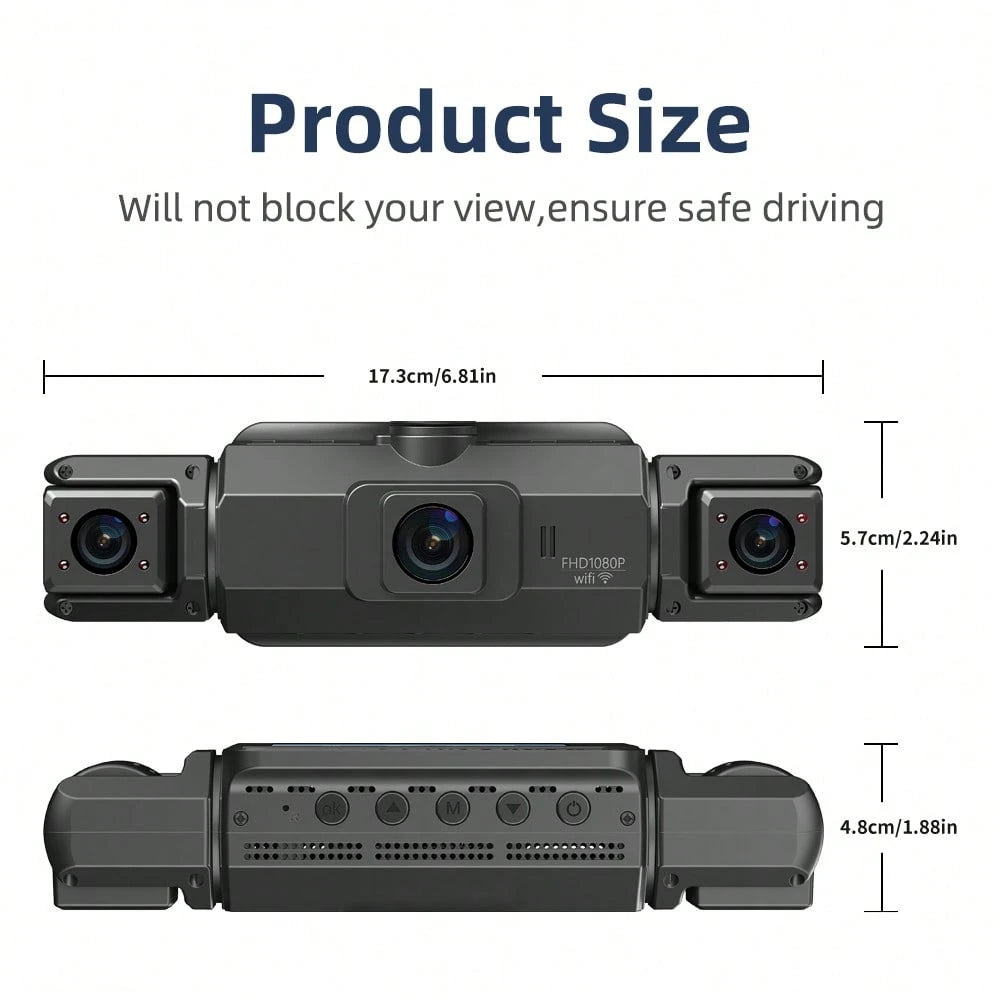 Dash Camera 32GB Memory Card Dash Cams For Cars Wireless Loop Recording 4 Channel WIFI G-Sensor Car Backup Camera Rear View Camera 3.0 Inch Screen High Definition Wide-Angle Camera