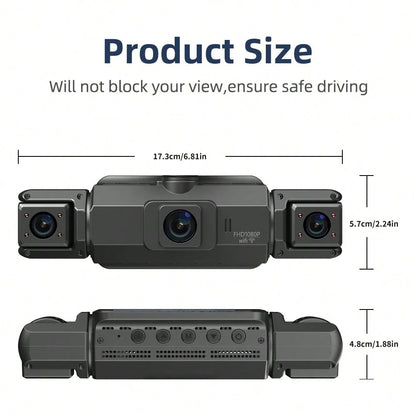 Dash Camera 32GB Memory Card Dash Cams For Cars Wireless Loop Recording 4 Channel WIFI G-Sensor Car Backup Camera Rear View Camera 3.0 Inch Screen High Definition Wide-Angle Camera