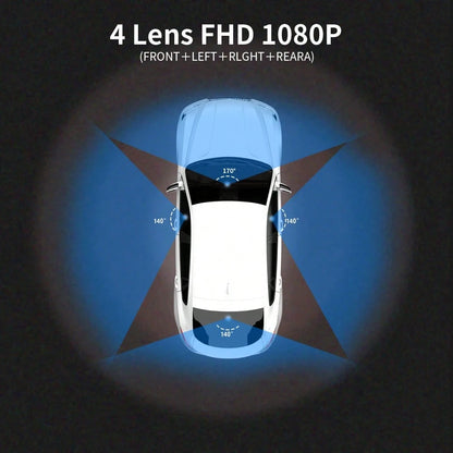 Dash Camera 32GB Memory Card Dash Cams For Cars Wireless Loop Recording 4 Channel WIFI G-Sensor Car Backup Camera Rear View Camera 3.0 Inch Screen High Definition Wide-Angle Camera