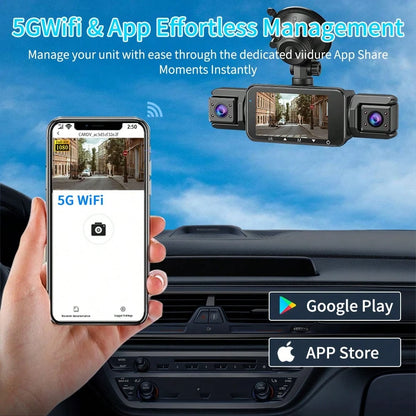 Dash Camera 32GB Memory Card Dash Cams For Cars Wireless Loop Recording 4 Channel WIFI G-Sensor Car Backup Camera Rear View Camera 3.0 Inch Screen High Definition Wide-Angle Camera
