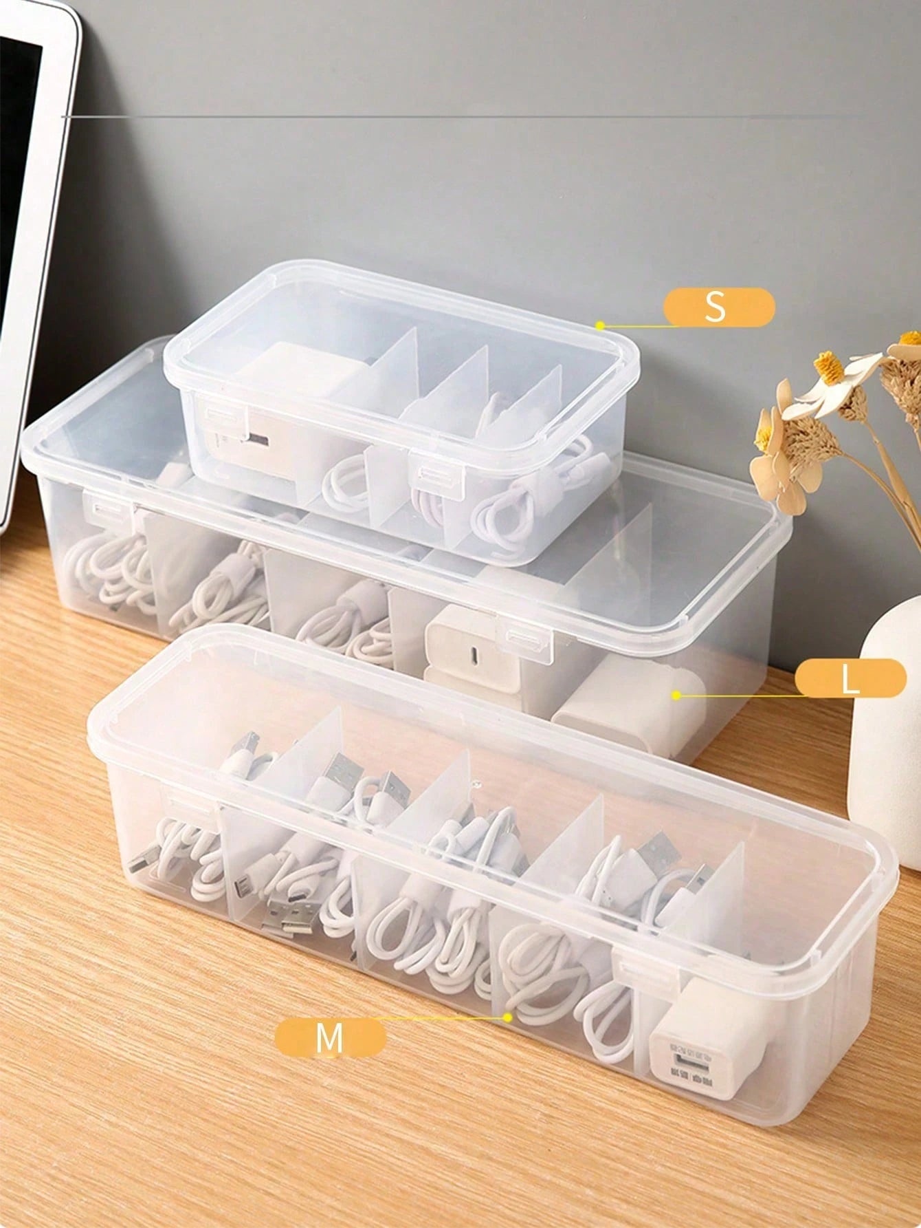 Data Cable Storage Box, Power Charging Cable Mobile Phone Charger Organizer, Desktop Cable Management Box, Keep Desktop And Drawers Clean And Tidy. Cable Organizer
