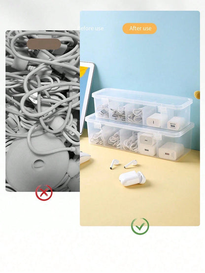 Data Cable Storage Box, Power Charging Cable Mobile Phone Charger Organizer, Desktop Cable Management Box, Keep Desktop And Drawers Clean And Tidy. Cable Organizer