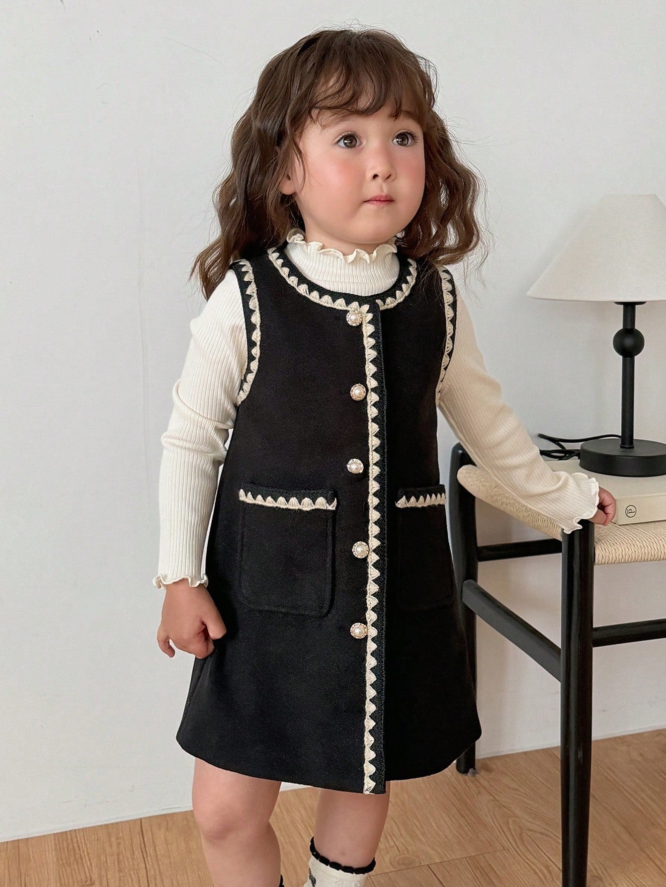 DAZY Baby Girl Autumn/Winter Casual Sleeveless Layered Dress