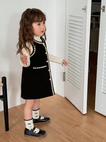 DAZY Baby Girl Autumn/Winter Casual Sleeveless Layered Dress