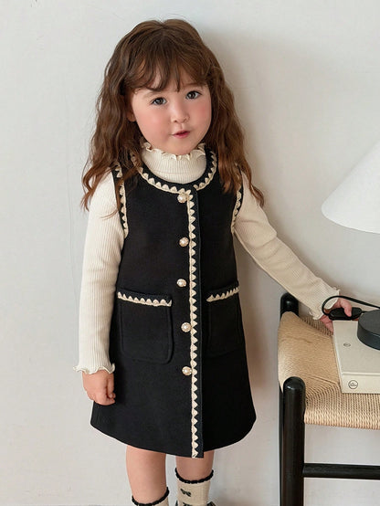 DAZY Baby Girl Autumn/Winter Casual Sleeveless Layered Dress