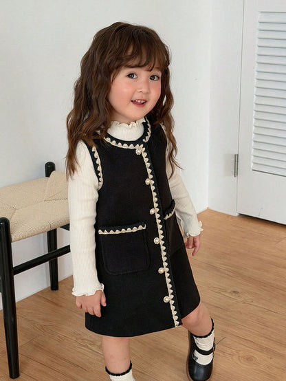 DAZY Baby Girl Autumn/Winter Casual Sleeveless Layered Dress