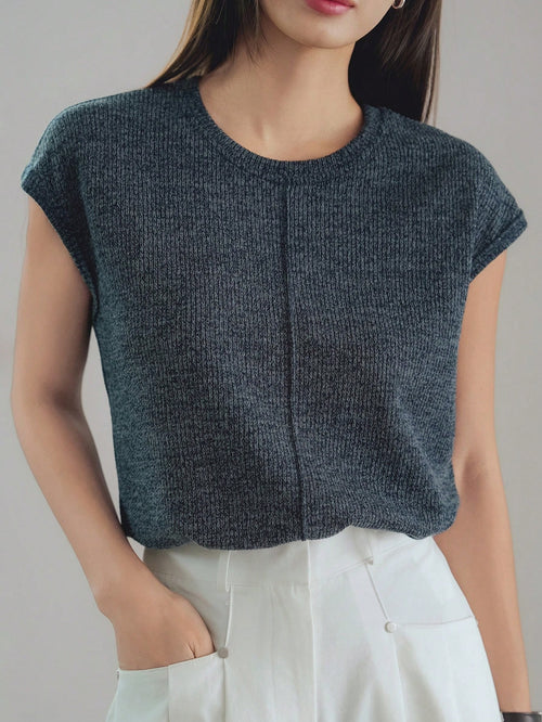 Dazy-Less Women's Plain Color Patchwork Short Sleeve Crew Neck Casual T-Shirt, Summer Business Casual Women