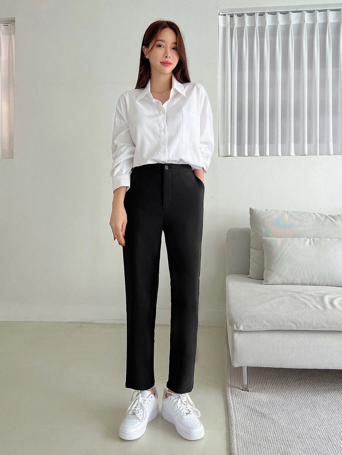 DAZY Solid Color Casual Business Long Pants,Women Dress Pants Fall