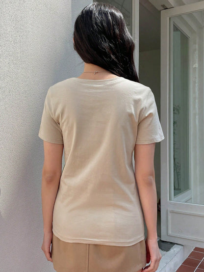 DAZY Solid Round Neck Tee