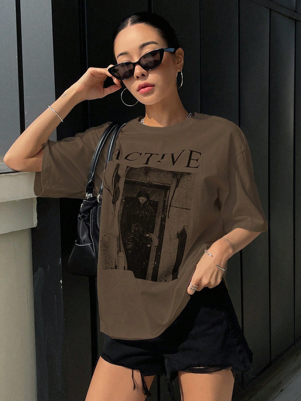 DAZY Women's Loose Fit Short Sleeve T-Shirt With Letter Print Round Neckline ACTIVE Summer,Graphic Tees