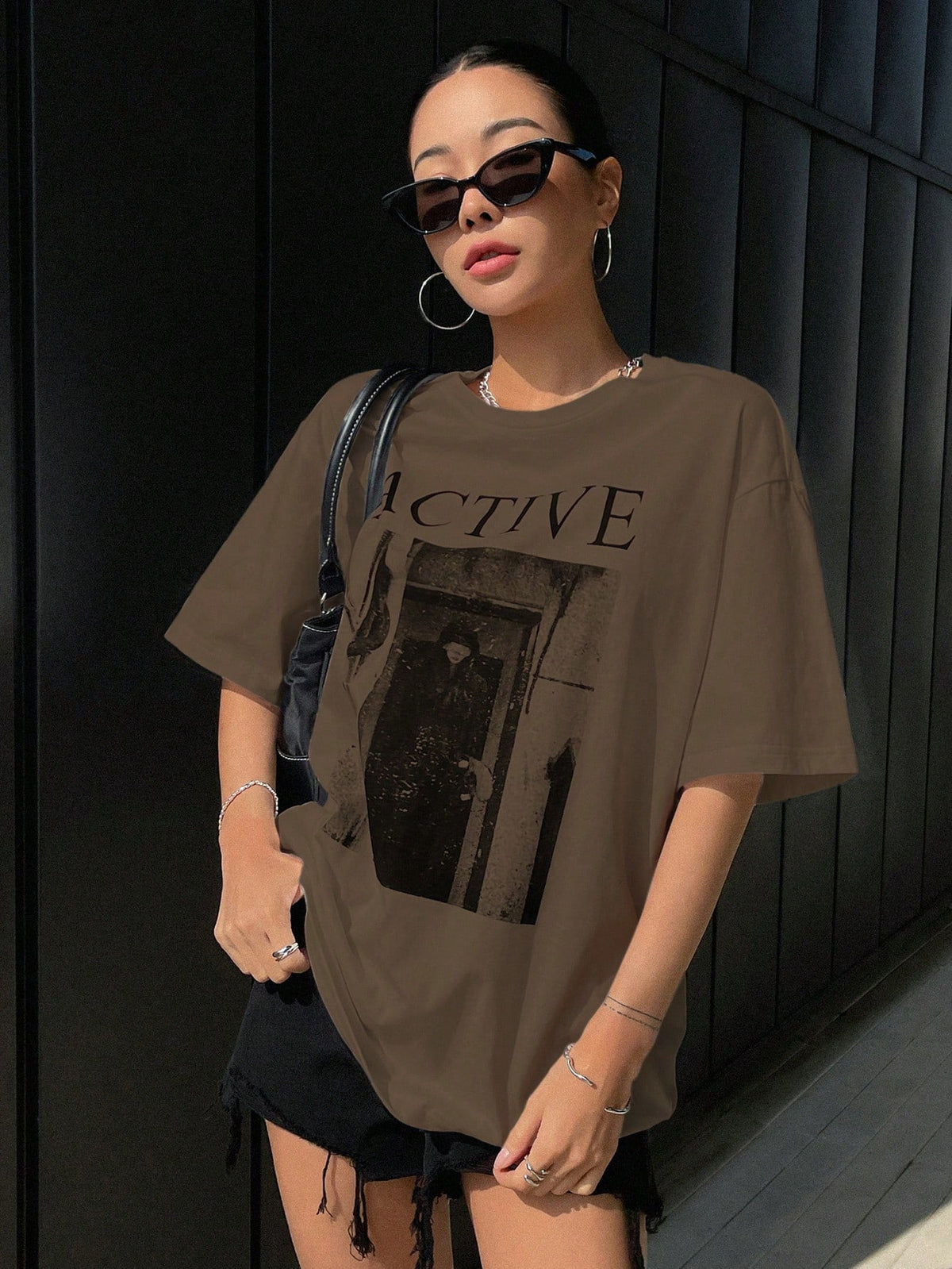 DAZY Women's Loose Fit Short Sleeve T-Shirt With Letter Print Round Neckline ACTIVE Summer,Graphic Tees