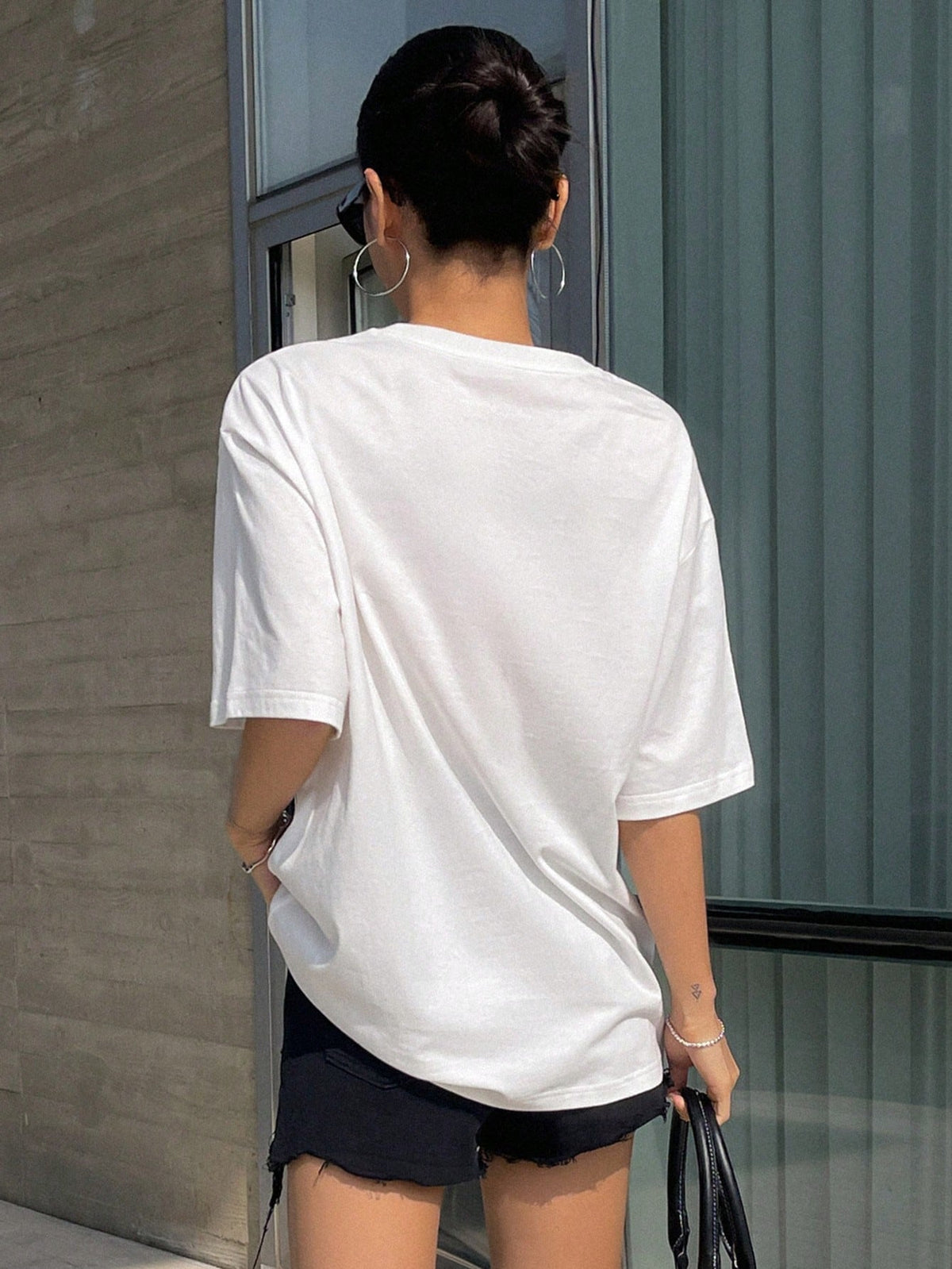 DAZY Women's Loose Fit Short Sleeve T-Shirt With Letter Print Round Neckline ACTIVE Summer,Graphic Tees