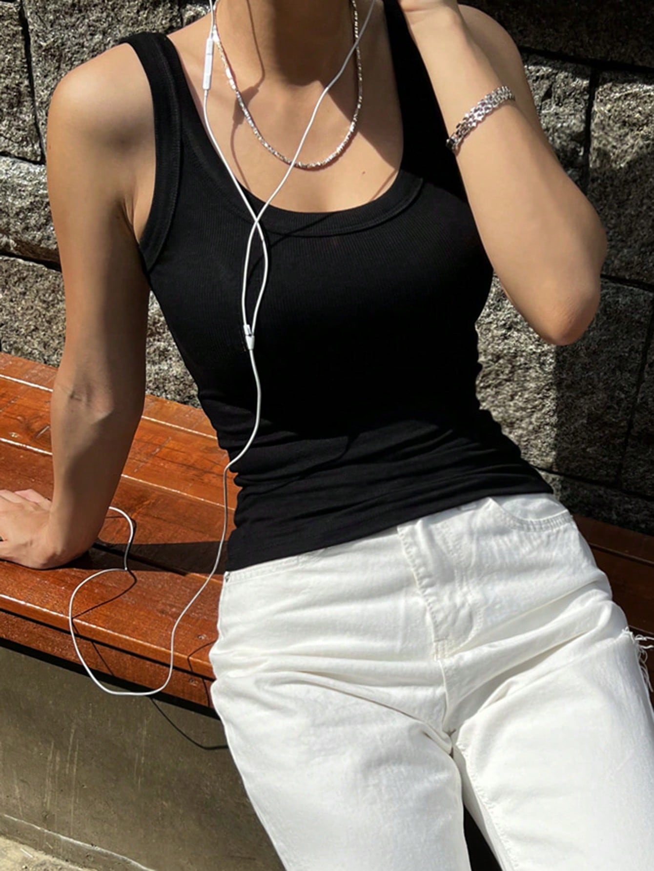 DAZY Women's Summer Solid Color Slim Fit Ribbed Round Neck Tank Top