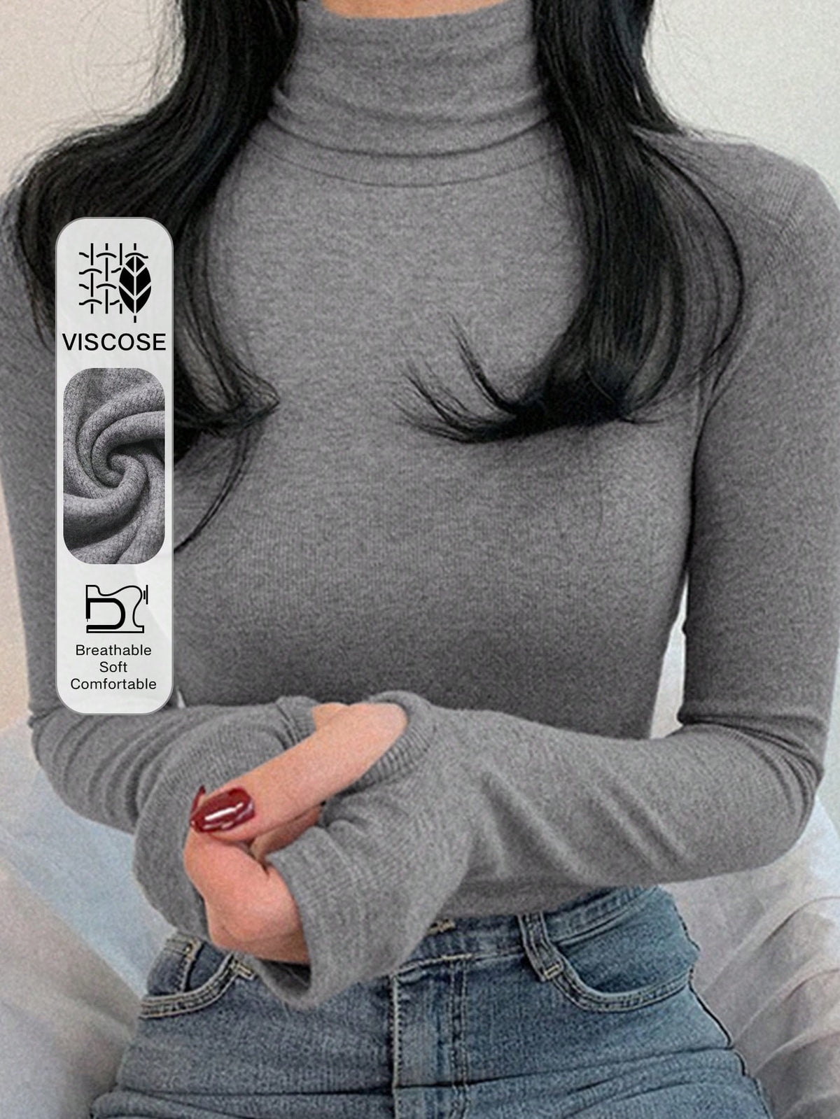 DAZY Women Solid Color Turtleneck Long Sleeve Casual Slim Fit Undershirt,Fall Clothes