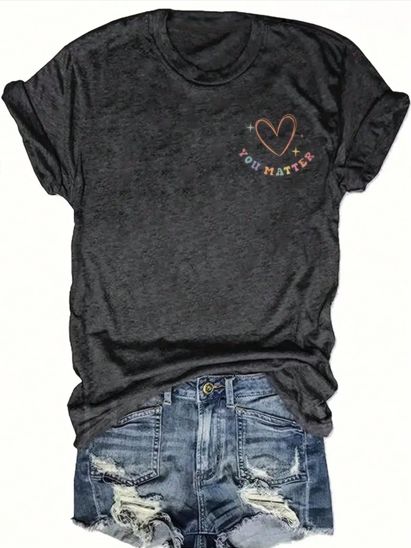 'Dear Person Behind Me' Double-Sided Print Inspirational Tee, Soft Cotton Blend Casual Top For Couples & Best Friends