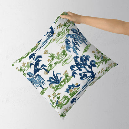 Decorative Blue- Green Throw Pillow Cover, Chinoiserie Style Accen Pillow Cover For Sofa And Bed