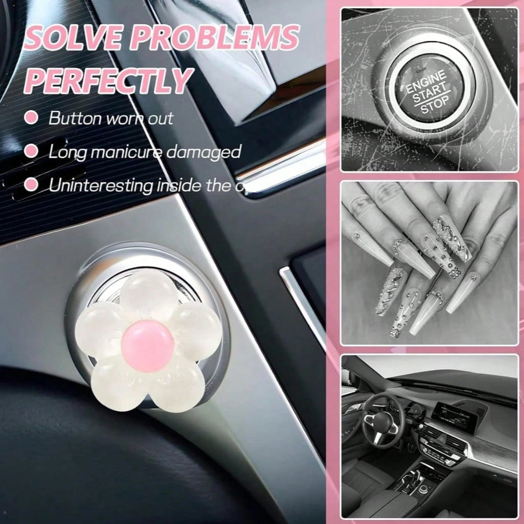 Decorative Car Accessories, Including Cute Cat Paw Shaped Car Start Button, Cute Design, Car Engine Start/Stop Control Lever Protective Cover, Universal One-Touch Ignition Start Protective Cover And A