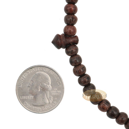 Dense Tamarind Tree Tasbih - Small 6 mm 99-Bead Prayer Beads - Worry Beads with 2 Beautiful Tassels