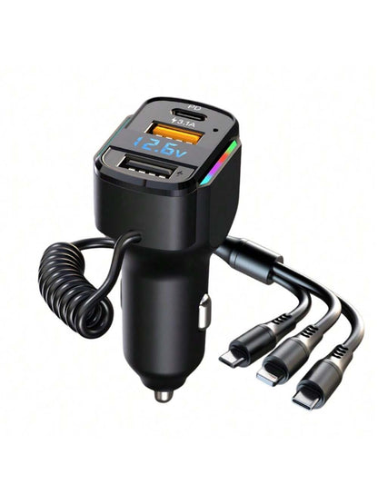 Diawicyar Multi-Port 2PD 2USB Car Charger Fast Charging PD USB A Car Phone Charger Car Type Adapter Voltage Display For Apple IPhone, IPad, Android Phone, Gifts For Family, Friends, Birthday, Winter