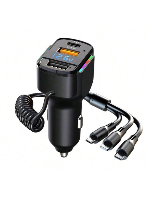 Diawicyar Multi-Port 2PD 2USB Car Charger Fast Charging PD USB A Car Phone Charger Car Type Adapter Voltage Display For Apple IPhone, IPad, Android Phone, Gifts For Family, Friends, Birthday, Winter