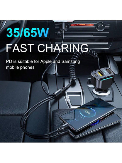 Diawicyar Multi-Port 2PD 2USB Car Charger Fast Charging PD USB A Car Phone Charger Car Type Adapter Voltage Display For Apple IPhone, IPad, Android Phone, Gifts For Family, Friends, Birthday, Winter