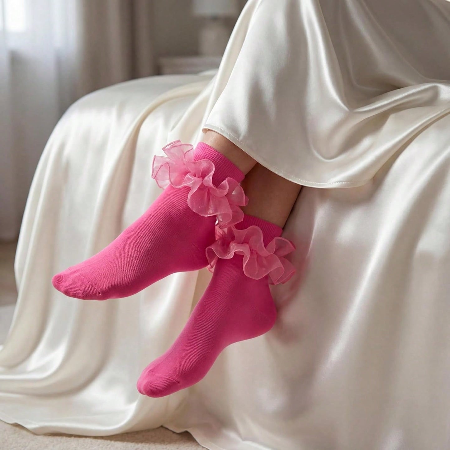Dicry Women's Ruffle Lace Ankle Turn-Cuff Frilly Dress Socks