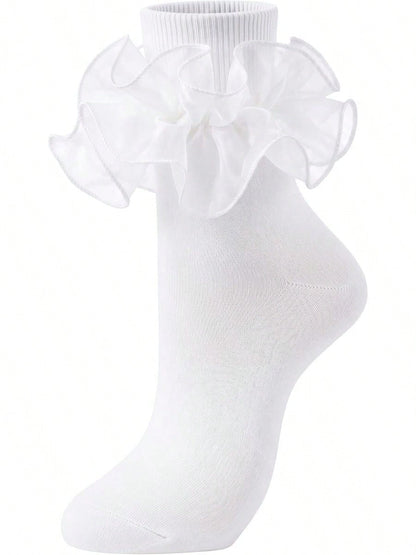 Dicry Women's Ruffle Lace Ankle Turn-Cuff Frilly Dress Socks