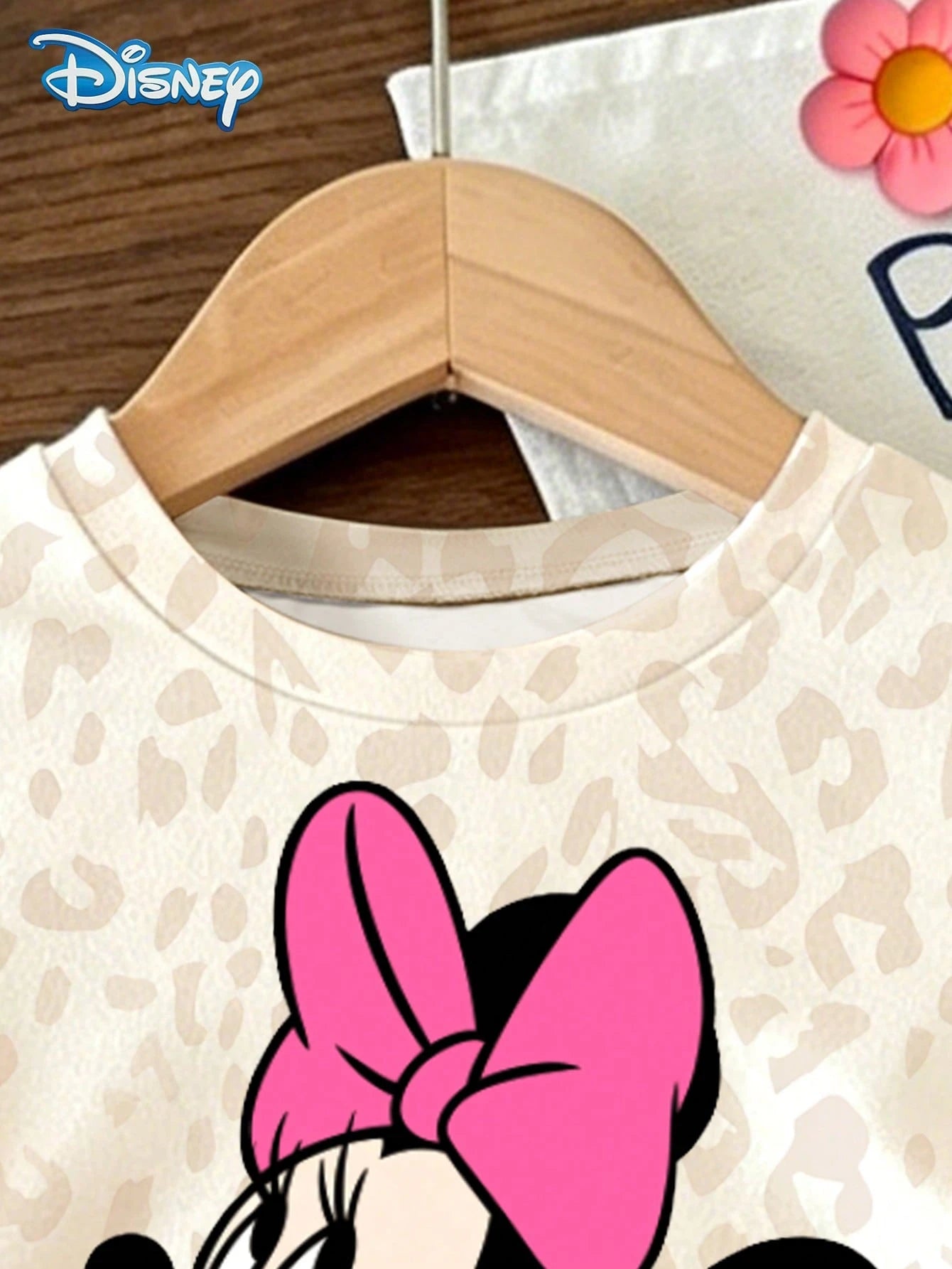 Disney Baby Girls' Minnie Mouse Print Short Sleeve T-Shirt And Leopard Print Shorts Set