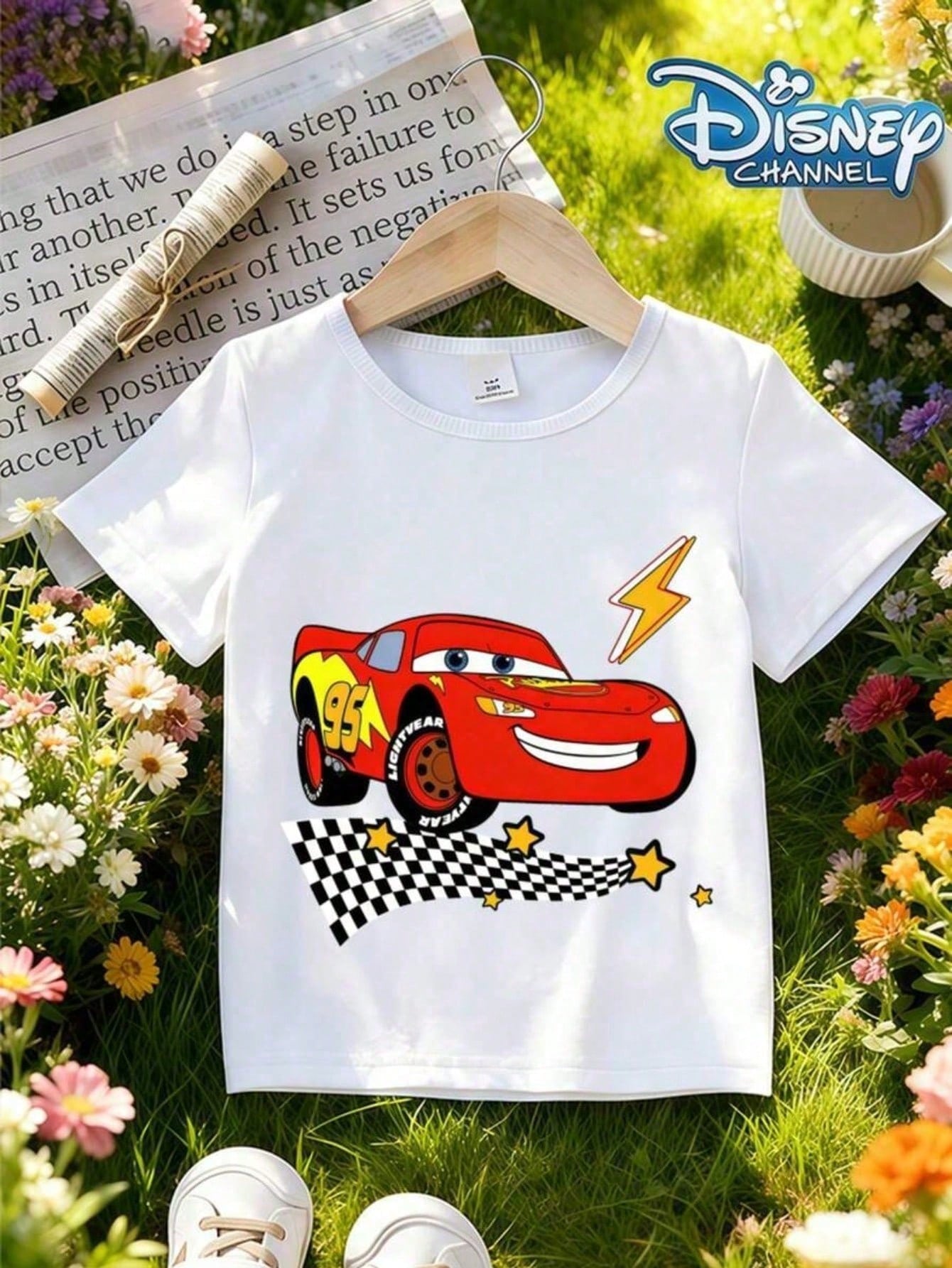 Disney Cars Toddler Boys 2Pcs Outfit, Lightning McQueen Heat Transfer Print Tee & Denim Pants, Summer Casual Daily Clothes For Little Boys