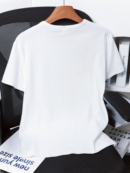 Disney New Mickey Mouse Print, Men's Crew Neck Fashion Casual Short Sleeve T-Shirt, Slightly Elastic, Non-Transparent, Easy-Care Material, Suitable For Outdoor Sports And Daily Wear