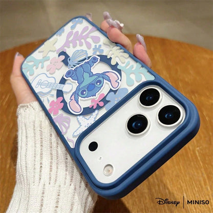 Disney Stitch Phone Case Coastal Pattern With Ukulele Design Soft & Cute Disney Accessory Transparent Magnetic Shockproof Case Suitable For Iphone 17 Pro Max/17 Pro/17 Air/17/16/15/14/13/12/11/X/XS Pr