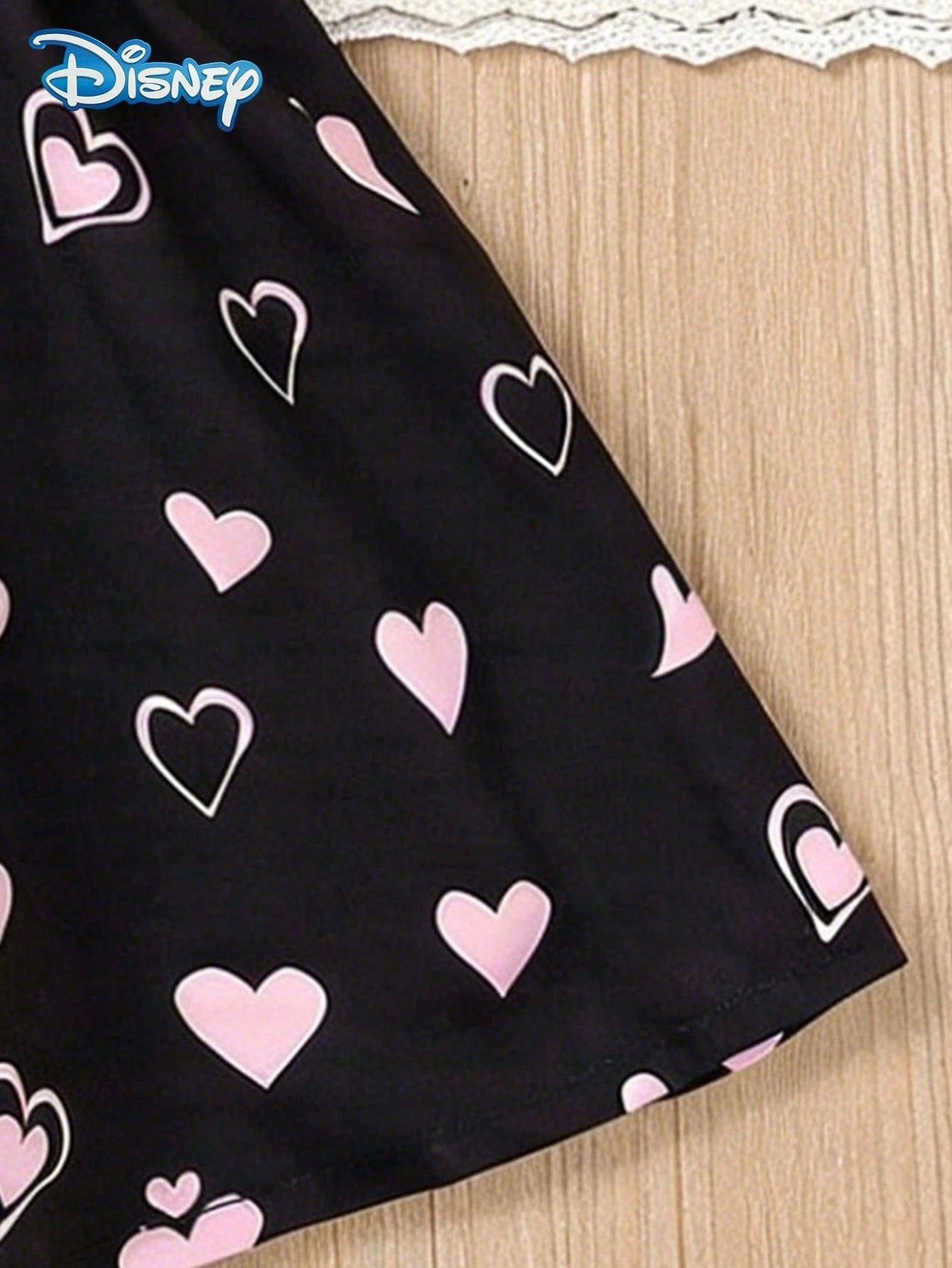 Disney Summer Baby Girls Minnie Mouse Colorblock Heart Print Cute Sleeveless Strap Dress, Children Casual Black Heart All-Over Print Beach Holiday Versatile Dress