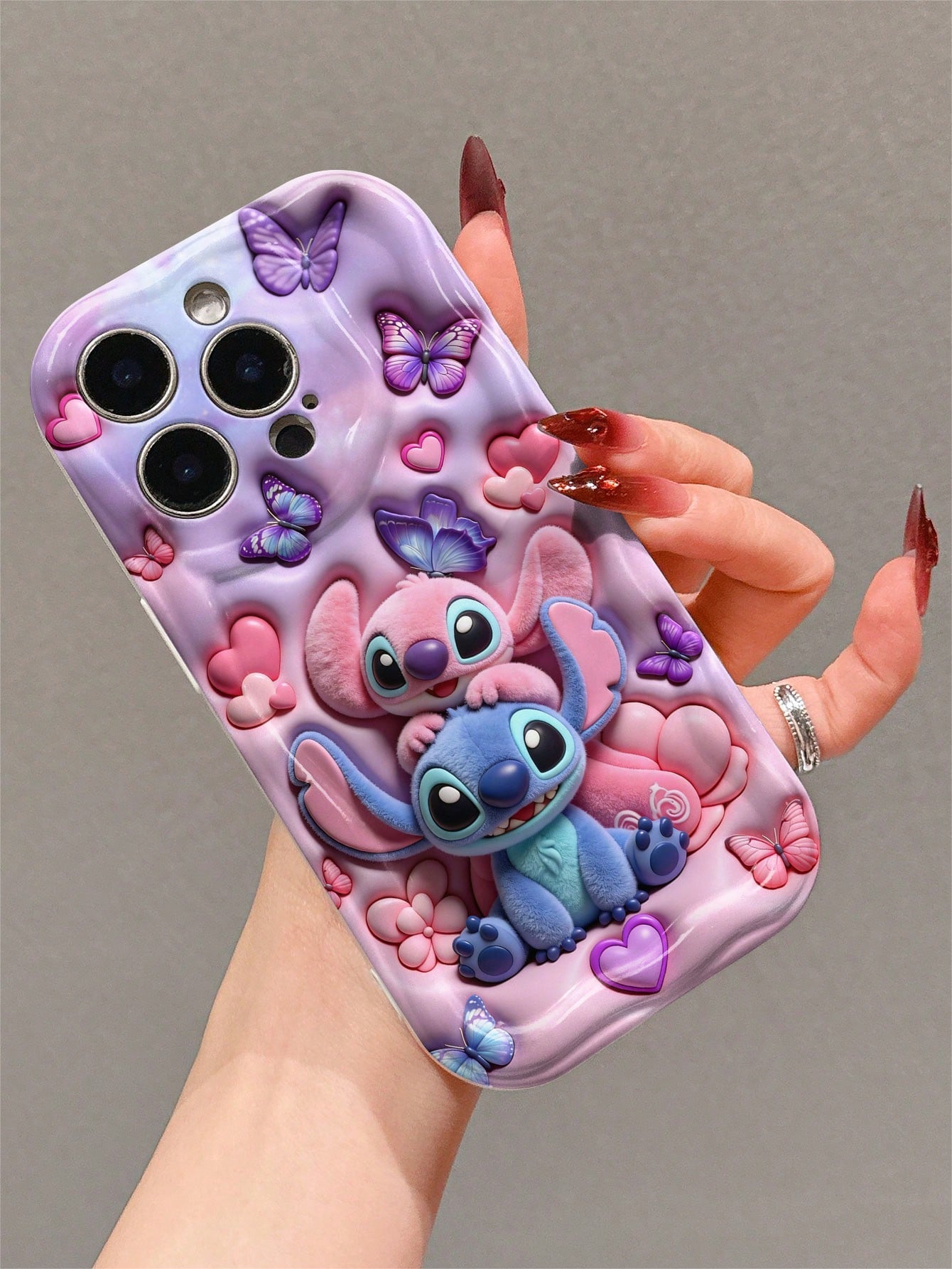 Disney This Stitch And Angel Phone Case Features A Cute And Playful Expression Design, A Simple And Stylish Appearance, And A Smooth Touch. It Uses A 2D Wave Pattern, Is Made Of Adorable And Eye-Catch