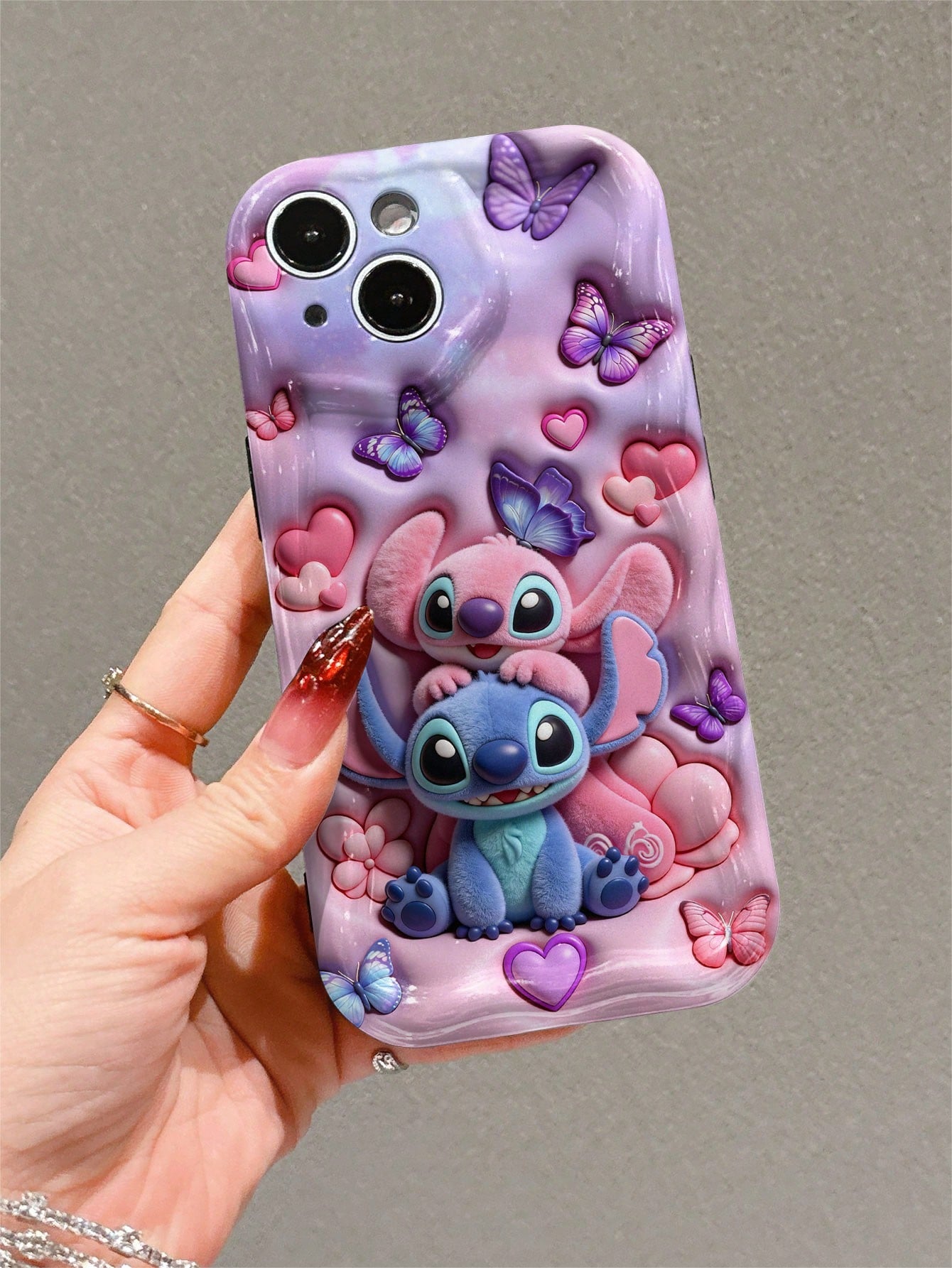 Disney This Stitch And Angel Phone Case Features A Cute And Playful Expression Design, A Simple And Stylish Appearance, And A Smooth Touch. It Uses A 2D Wave Pattern, Is Made Of Adorable And Eye-Catch
