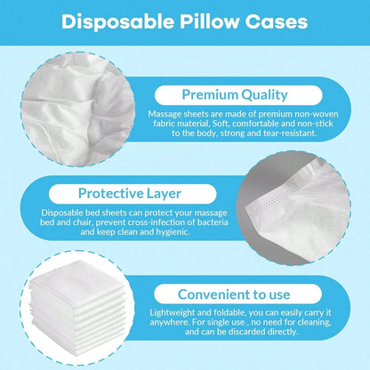Disposable Pillowcases, 5/10/20/30/50PCS Disposable Pillow Case Covers, Soft Non-Woven Fabric Disposable Pillow Cases For Medical, Hospital, Hotels, SPA Tattoo Lash Pillow Covers, White
