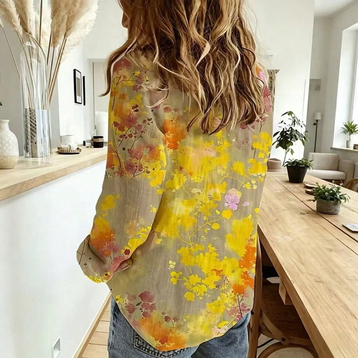 Ditsy Floral Long Sleeve Unique Design Single-Breasted Casual Shirt Spring