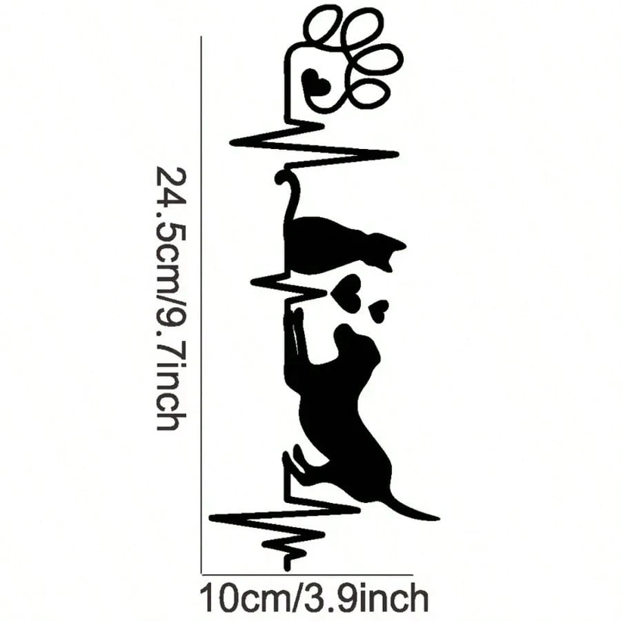 Dog And Cat Heartbeat Car Decal, Paw Print Sticker, Animal Lover's Fun Pet Sticker, Cute Dog & Cat Lovers Decal For Car